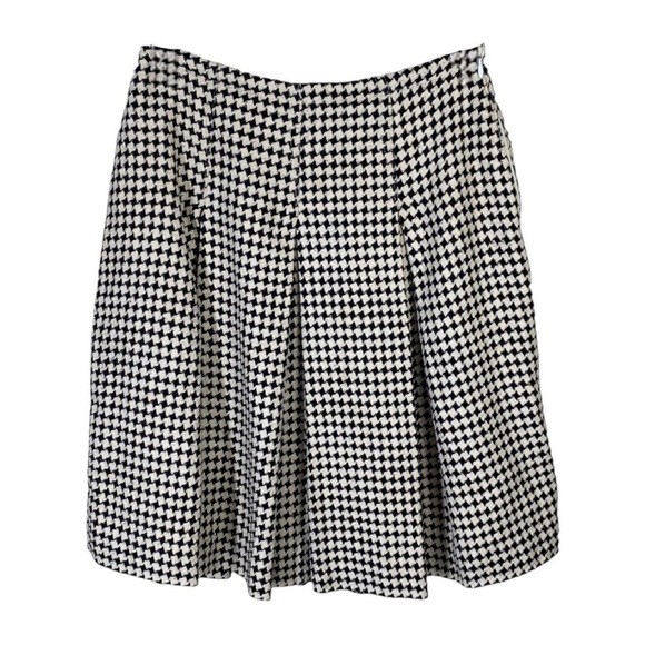Ports Designs Vintage Off White and Black Houndstooth Knit Silk Pleated Skirt 2 - Picture 1 of 7
